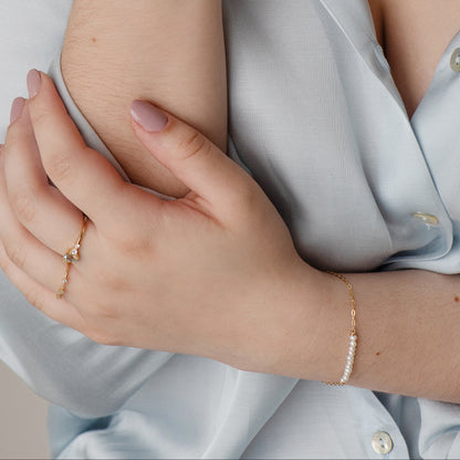 Pulseira Celeste Pérolas Malkia