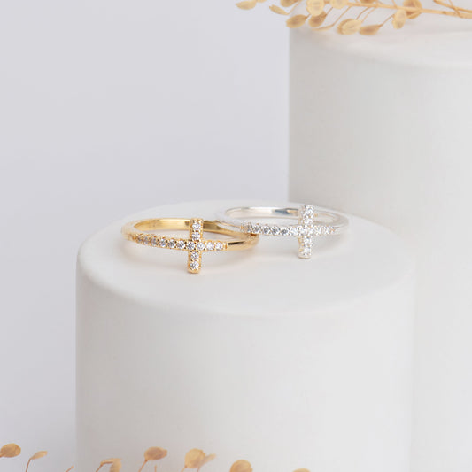 Anel Aura Cruz Cravejado