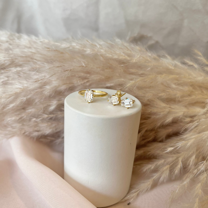 Anel Solitário Moissanite Emerald Cut