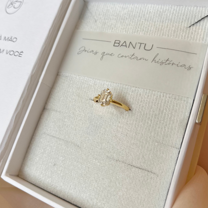 Anel Solitário Moissanite Emerald Cut