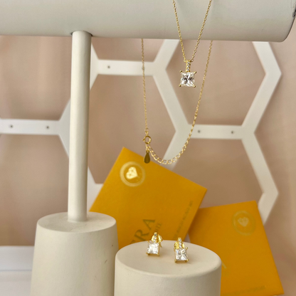 Colar Moissanite Princess Cut