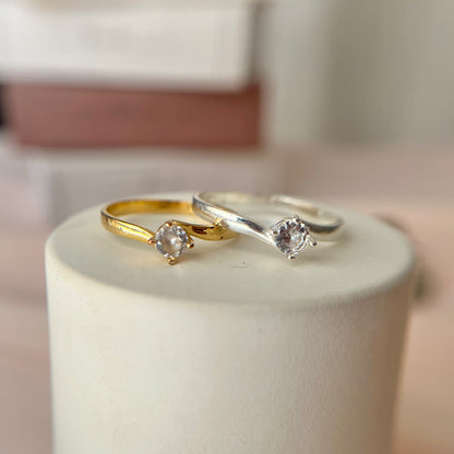 Anel Solitário Torcido 4 mm