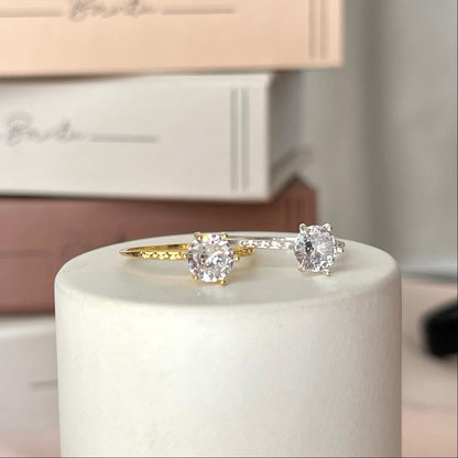 Anel Solitário 6 Garras Trabalhado