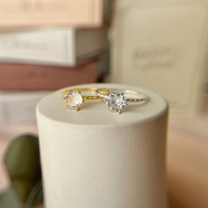 Anel Solitário 6 Garras Trabalhado