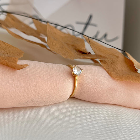 Anel Solitário 4 Garras Caixa Trabalhada