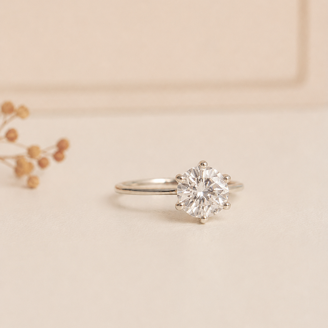 Anel Solitário Moissanite Diamond Cut 7 mm