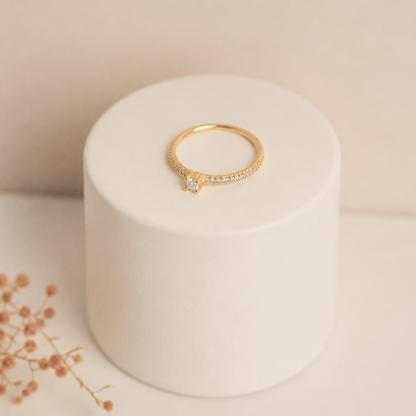 Anel Solitário Moissanite Diamond Cut 3 mm